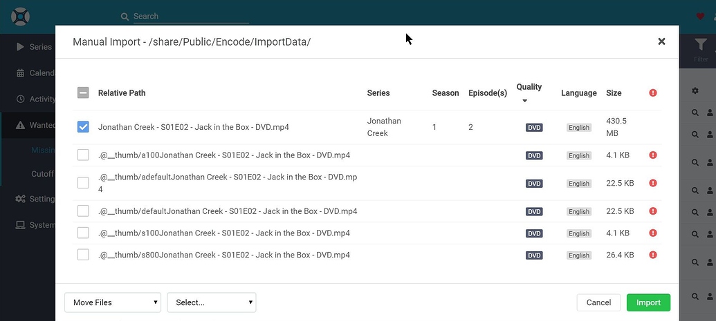 Thumbnail folder showing in manual import in V3 - Help & Support